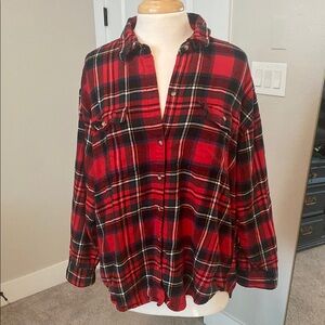 Red Plaid Boyfriend Shirt